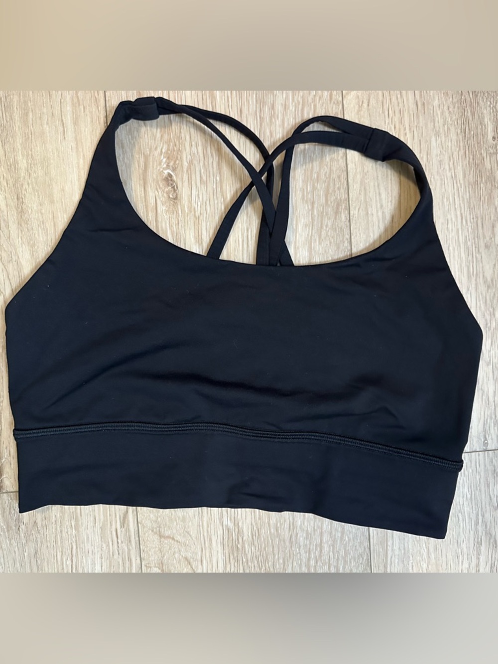 lululemon Energy LongLine athletica Black Strappy Sports Bra Sz 8 - Picture 2 of 5